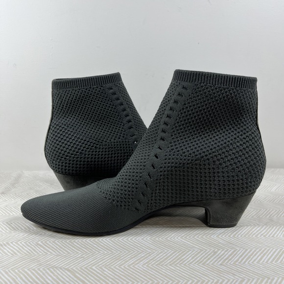Eileen Fisher Womens 8.5 Sock Boot Gray Purl Stretch Knit Ankle Bootie Recycle - Picture 7 of 16
